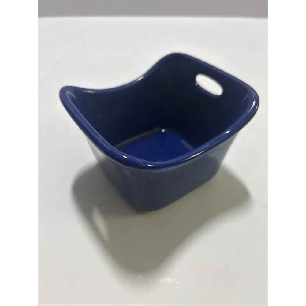 Rachel Ray 10 Oz Blue Rectangular Stoneware Ramekins Baking Dish EUC